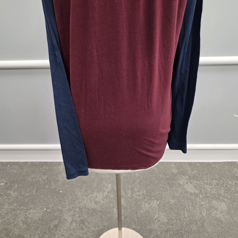 George Burgundy and Navy Long Sleeve Raglan Tee - Picture 7 of 9